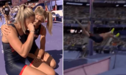 英国运动员在糟糕的撑杆跳比赛后泪流满面